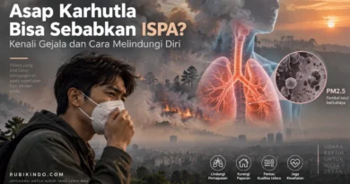 Ilustrasi dampak asap kebakaran hutan terhadap ISPA dan kesehatan pernapasan